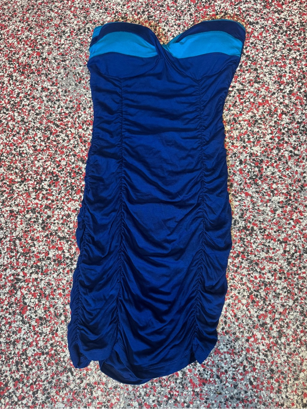 Y2K Strapless Ruched Blue Dress